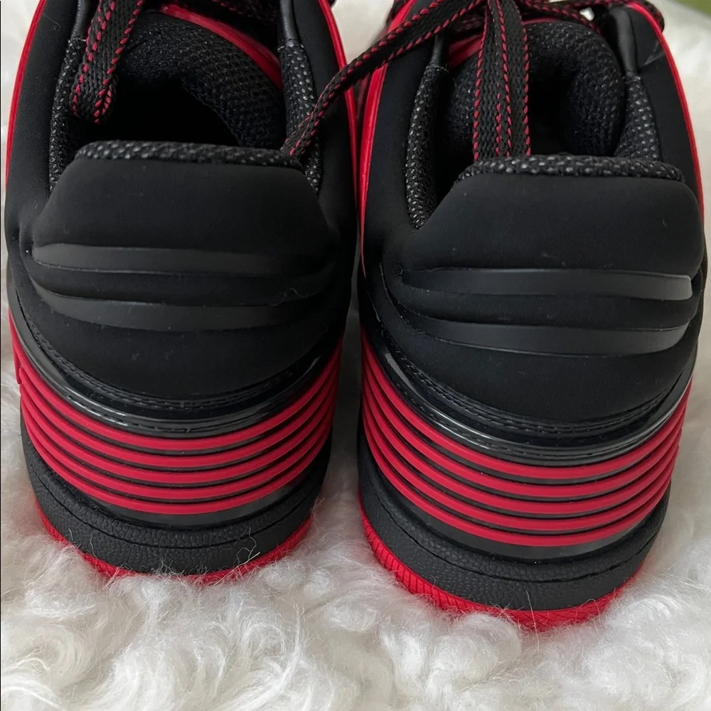 Gucci Men’s Black Leather and GG supreme Canvas Low Top Sneakers Sz 10